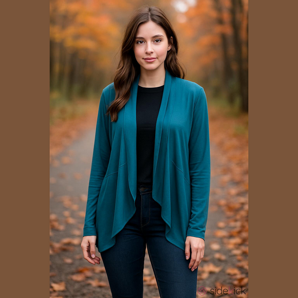 AB Studio Sweaters - AB Studio Women's Cardigan Teal Extra Small Long Sleeve Duster